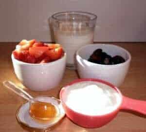 Ingredients for Strawberry and Cherry smoothie Ingredients for Strawberry and Cherry smoothie